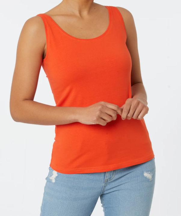 Women's%20Cotton%20Stretch%20Round%20Neck%20Solid%20Color%20Tank%20Top%20From%20Levin%20-%20Image%203