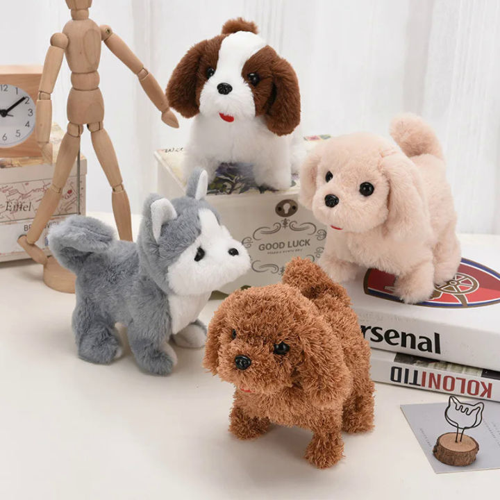 【selevn roind】Plush Electric Puppy Walk Bark Nod Wag Tail Simulation Electric Dog Bottom Switch Electric Pet Kids Toys For Kids Birthday Gift