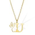 Fashion Beauty Face Flower Initial Stainless Steel Letter Pendant Necklace Fine Gold Plated 26 Alphabet Necklace for Women. 