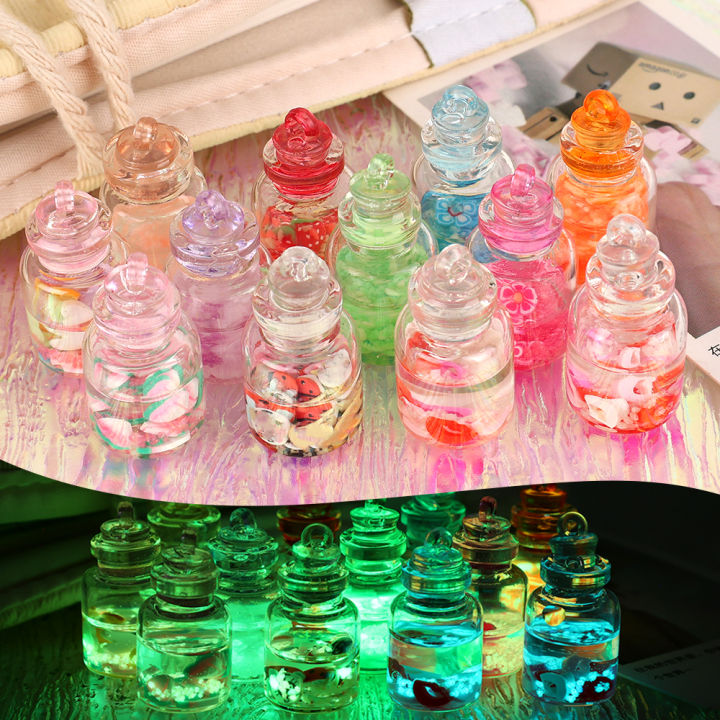 1/5Pcs Transparent Wish Glass Bottle Luminous Fruit Bottle DIY Handcrafted Keychain Hair Clip Accessories Toy