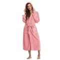 Winter Warm Women Flannel Bathrobe Long Sleepwear Fleece Hooded Bathrobe Solid Flannel Plush Long Robe With Sashes Sleepwear #30. 