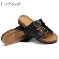 Men Women Comfortable Birken Sandals Couple Style Cork Slippers in Black & We.