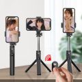 P20S - 1 Wireless Bluetooth Selfie Stick With LED Fill Light Desktop Live Tripod Mobile Stand Portable Stretchable Holder Anti-Shake Stabilizer Selfie Stick Self-Timer Artifact Rod - NR Mart-2024. 