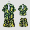Daily Men Sets Short Sleeve Hawaiian Shirt And Shorts Chinese Mahjong Printing Casual Shirts Beach Two Pieces Suit Fashion Wear. 