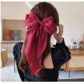2023 New Women Large Bow Hairpin Summer Chiffon Big Bowknot Stain Bow Barrettes Women Solid Color Ponytail Clip Hair Accessories.