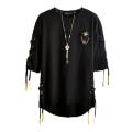 Idopy Korean Fashion Men`s Street Style Lace Punk Gothic Pullover Designer Steampunk Hem  Hop Sweatshirts Shirts Tees. 
