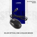 3D Led Optical Mouse Usb 2.0 Black Wired Optical Light Scroll Wheel Mice Mouse For Computer Pc Laptop - Ergonomic And Responsive Mouse For Smooth Navigation.