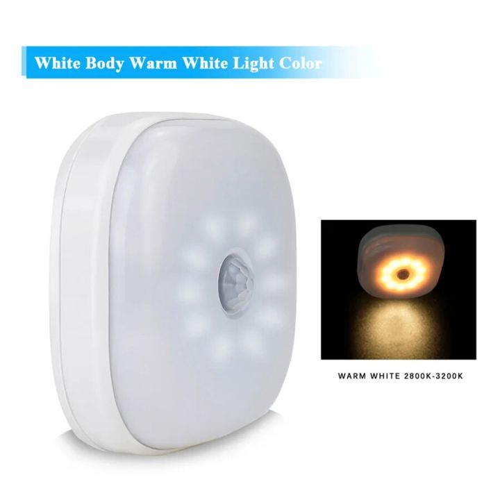 【Cathery Baby Store】Cute Mini Square PIR Motion Sensor LED Night Light 1.5V AAA Battery Useful Closet Warm White PIR Sensor Lighting