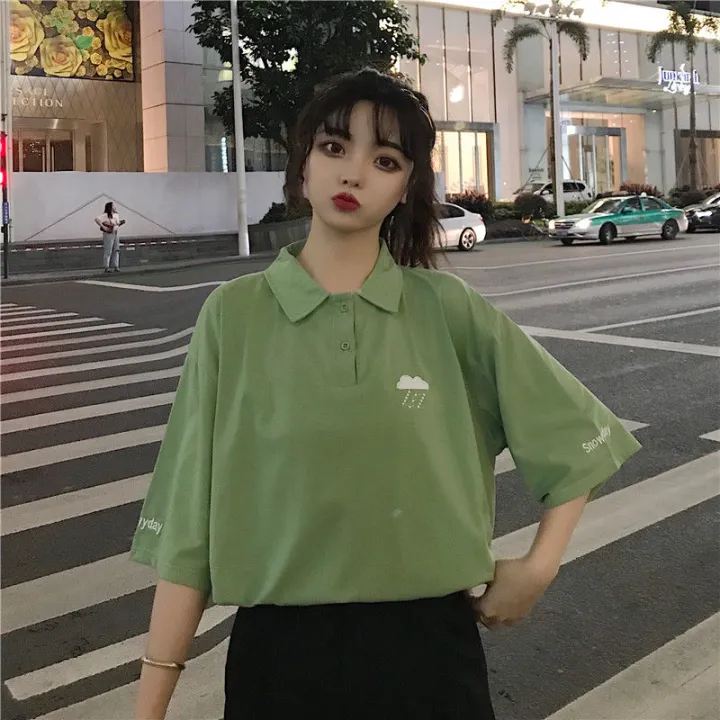 Summer%20Matcha%20Green%20polo%20Korean%20Style%20Loose%20Short%20Sleeve%20Shirt%20T%20T-shirt%20Female%20Student%20ins%20Fashionable%20Clothes%20with%20Half%20Sleeves%20Avocado%20Green%20-%20Image%203
