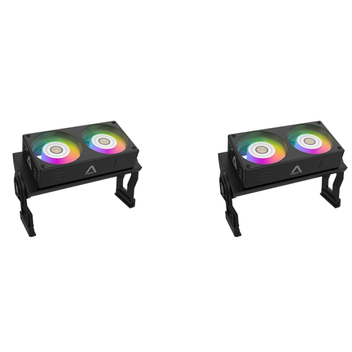 NAMUNY 2X RAM Cooler Cooling Fan Ram Memory Cooler with Dual 60mm Fan PWM Radiator for DDR2/3/4/5 Cooling, Black ARGB