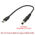 22AWG Type C Power Adapter Type C USB Male to DC 5.5x2.1mm Female Connector Charge Barrel Jack Power Adapter USB C 5V Connector. 