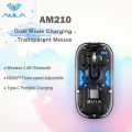 AULA AM210 Bluetooth Mouse Dual mode Transparent Shell Type-C Charging Seven Lights Effect Third Gear Adjustable DPI. 