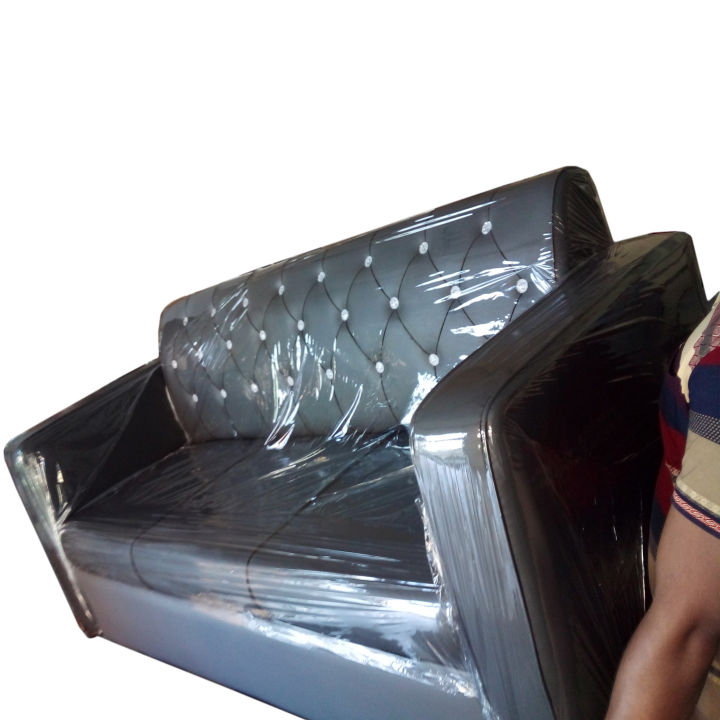 Sofa 3 seater back stone fixed arm box sofa-Modern box sofa set 3 seat-Ash Colour