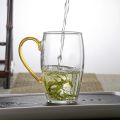 Golden Handle Borosilicate Glass Tea Cup - 330ml, Clear, Heat Resistant, Fireproof, Lightweight (1pc).