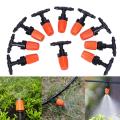 Misting Atomization Nozzle (10-Pcs), Flow Adjustable Plastic Fogger With 4mm Tee (10-Pcs) for Field Crops, Vegetables, Nursery, Garden Irrigation.. 
