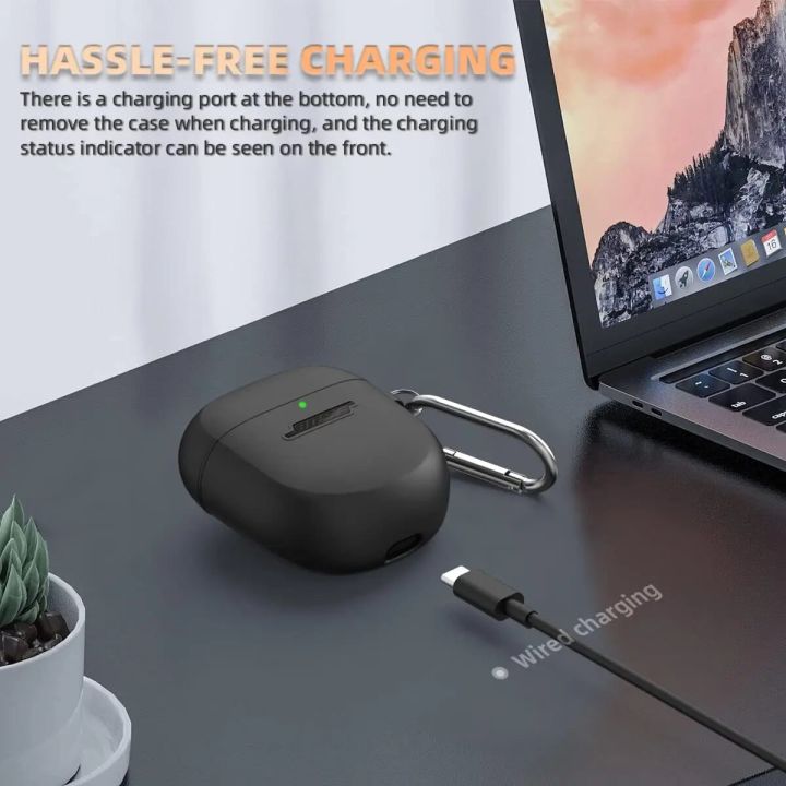 CONTEME%20Silicone%20Protective%20Earphone%20Earbuds%20Case%20Cover%20for%20Bose%20Quiet%20Comfort%20Earbuds%20II%20with%20Carabiner%20-%20Image%205