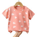 Elegantstunning Children Short Sleeve Tops Cartoon Printing Round Neck T-shirt Summer Breathable Cotton Shirt For Boys Girls.