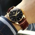 Olevs 6898 Brown PU Leather Analoge Fashion Wrist Watch For Men.