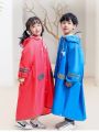 Korean Style Kid's Rain Poncho with Safety Reflective Stripes Students Waterproof Full-body Raincoat Reserved Backpack Space. 