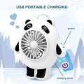 Panda Keychain Small Fan Portable Cartoon Student Handheld USB Charging Fan. 