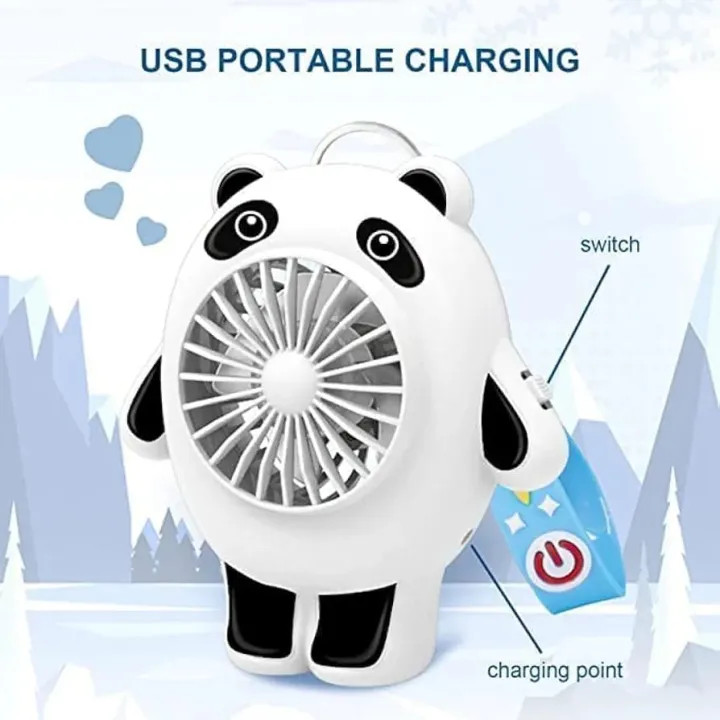 Panda%20Keychain%20Small%20Fan%20Portable%20Cartoon%20Student%20Handheld%20USB%20Charging%20Fan%20-%20Image%203