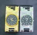 Windproof Luxurious Led Inflated Turbo Jet Torch Gold Watch - gas li2ghter. 