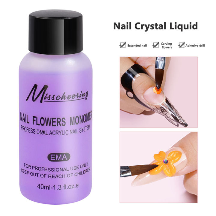 40ml Nail Crystal Acrylic Liquid Nail Polish UV Gel Slip Solution Nail Gel Remover Extending Nail Art Tool Cologo