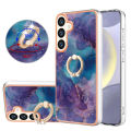 Marble Pattern Ring Holder Slim Phone Case For Samsung Galaxy S24 Ultra Phone Case Metal Kickstand Cover.