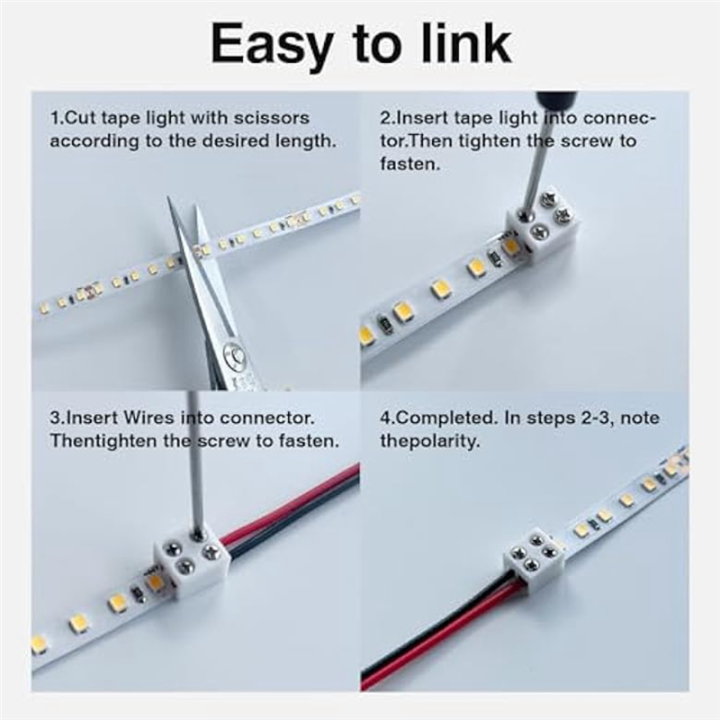 30PCS%20Led%20Strip%20Light%20Connectors%20Solderless%202Pin%208mm%20LED%20Connectors%20Strip%20to%20Wire%20for%205-24v%20Single%20Color%20LED%20Light%20Tape%20-%20Image%206