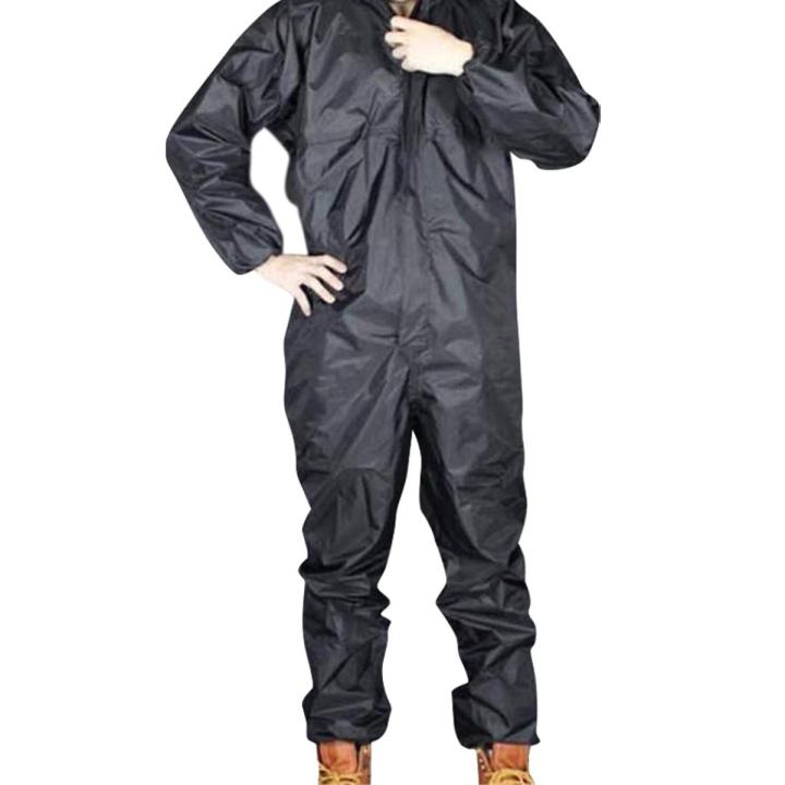 Durable Fashion Motorcycle Raincoat /Conjoined Raincoat/Overalls Men and Women Fission Rain Suit Rain Coat Size XL Black