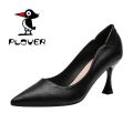 Not Tired Feet Comfortable High Heels Stiletto Heel2023New French Commute Work Professional Black Pointed Toe Soft Leather Pumps.