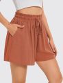 Soft Cotton Linen Women’s Shorts with Functional Side Pockets and Adjustable Waist.