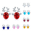 【Beiver Jewelry Store  】Korean Style Reindeer Small Stud Earrings For Women Metal Ear Pendientes Oorbellen Christmas Party Gifts. 