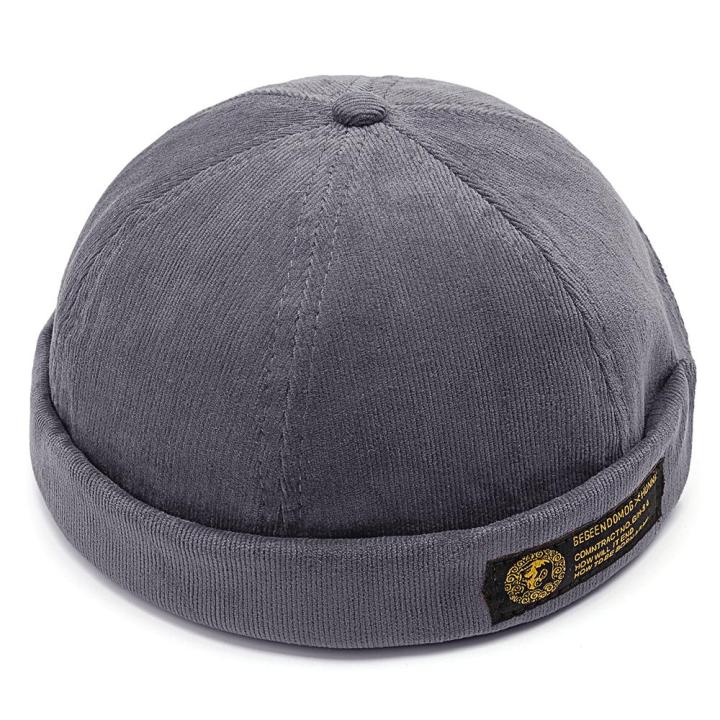 Mens%20Corduroy%20Adjustable%20Solid%20French%20Brimless%20Hat%20Retro%20Skullcap%20Sailor%20Cap%20-%20Image%204