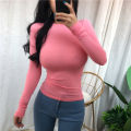 Real Shot Sexy Pure Want to Show Chest Big Micro Transparent Slim Slimming round Neck Long Sleeve T T-shirt Top Women's Clothing. 