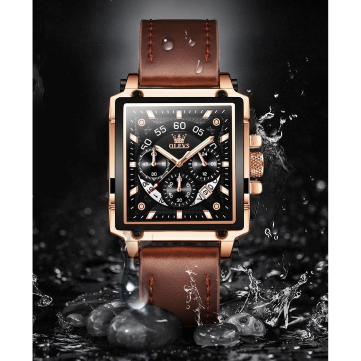 OLEVS%209919%20Square%20Fashion%20Watches%20for%20Men%20Chronograph%20Waterproof%20Leather%20Wrist%20Watch%20-%20Watch%20For%20Men%20-%20Image%202