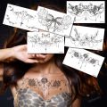 women's tattoos y breast underboob sternum temporary tattoo for women girls body tattoo big black henna lace flowers jewelry.