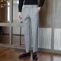 Thick Straight Slim Fit Suit Pants Men Pleated Korea Clothing Stretch Black Chino Pants Men Dress Trousers Winter Autumn. 