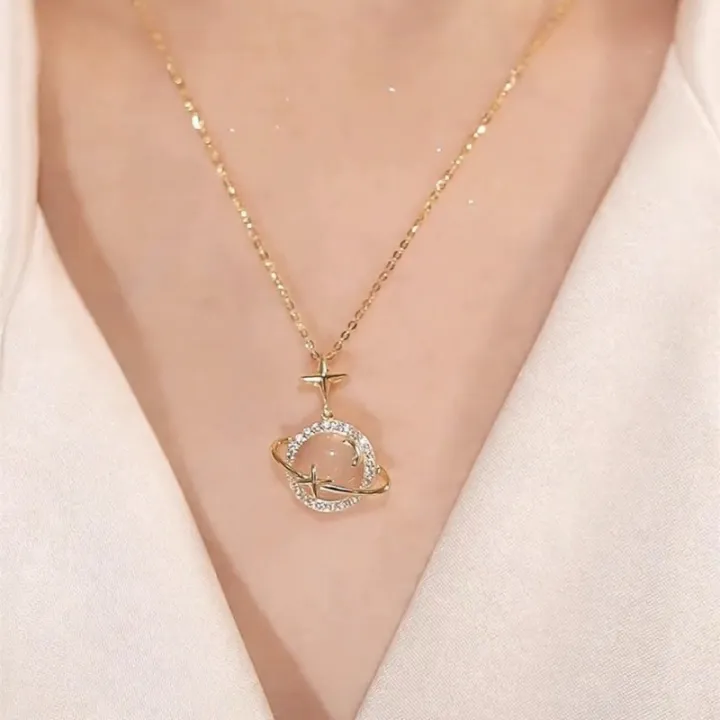 Live%20source%20planet%20necklace%20for%20the%20year%20of%20the%20woman%20new%20moon%20chalcedony%20myth%20niche%20design%20gold%20color%20light%20luxury%20clavicle%20chain%20-%20Image%202
