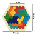 3D Hexagonal Wooden Puzzles Educational Toys For Children Kids Preschool Tangram Board Brain IQ Test Game Montessori Toys Gifts. 