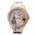 Women Big Watches Fashion Luxury Crystal Paris Eiffel Tower Watches Women Leather Band Quartz Wristwatch Casual Ladies Watches. 