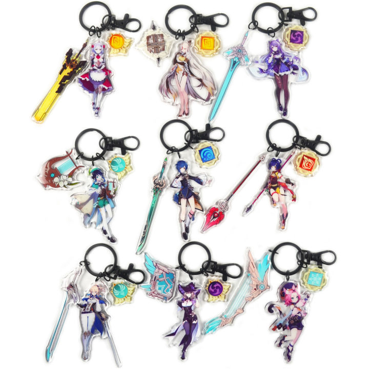 Genshin Impact Keychain, Acrylic Skirmishers, Kazuha, Idle Clouds, Thor General, Wendy Gan, Yuxiao, Fucarus, Comics
