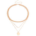 European and American cross-border jewelry punk geometric disc pendant necklace female niche design sense light luxury choker wholesale.