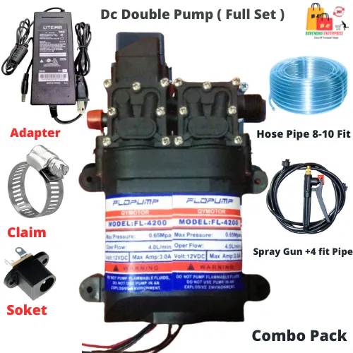 Pressure Washer  Double Motor Pump for Bike Wash -Car Wash/Bike wash  DC Pump for Bike or Car Wash & Garden Irrigation / Full Set Bike Wash 12v Dc Double Motor Pump