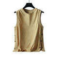 2024 New Minimalist Fashion Brand Summer Solid Round Neck Men's Tank Top Double Bonded Versatile Casual Loose Sleepless T-shirt.