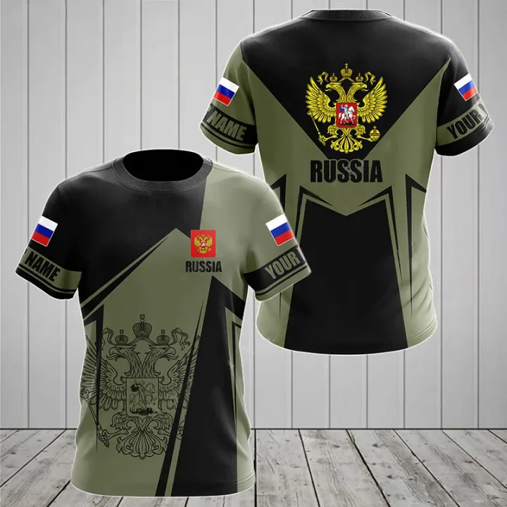 Russia Men's T-shirts Casual Loose Round Neck Russian Flag Short Sleeved Tops Tees Men's Clothing Oversized T-shirt Streetwear Dislikelike