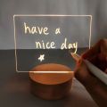 3D LED  Note Board Rewritable USB Message Board with Pen and Wiper Acrylic Lamp Night Lights Gifts Bedroom Desk Lamp. 