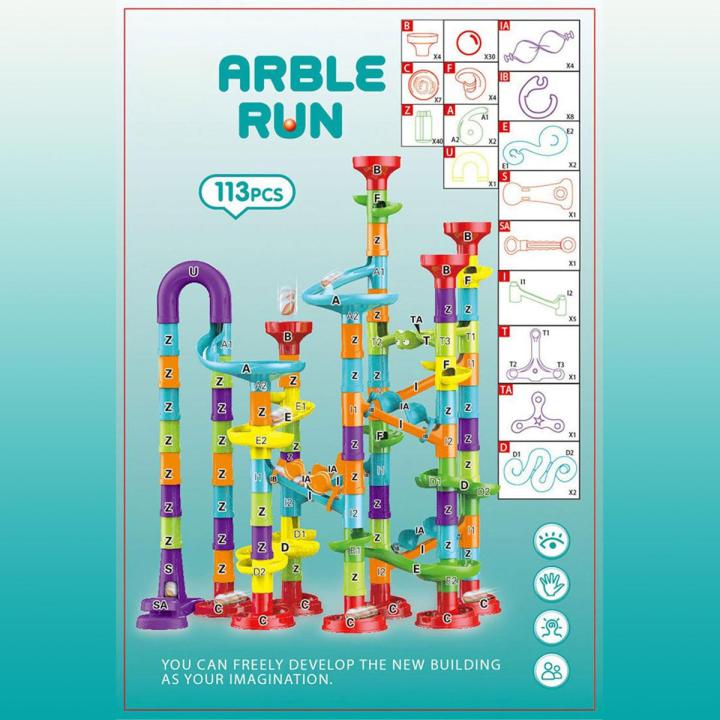 113 Piece Marble Run Marble Race Track Game Set Toy Set Educational Learning Construction Building Blocks Creative STEM Maze Toy