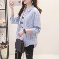 Cotton Plaid Long Sleeve Shirt Women's Spring and Summer Korean New Loose Top Outerwear Sun Protection Clothing Thin Shirt Coat.