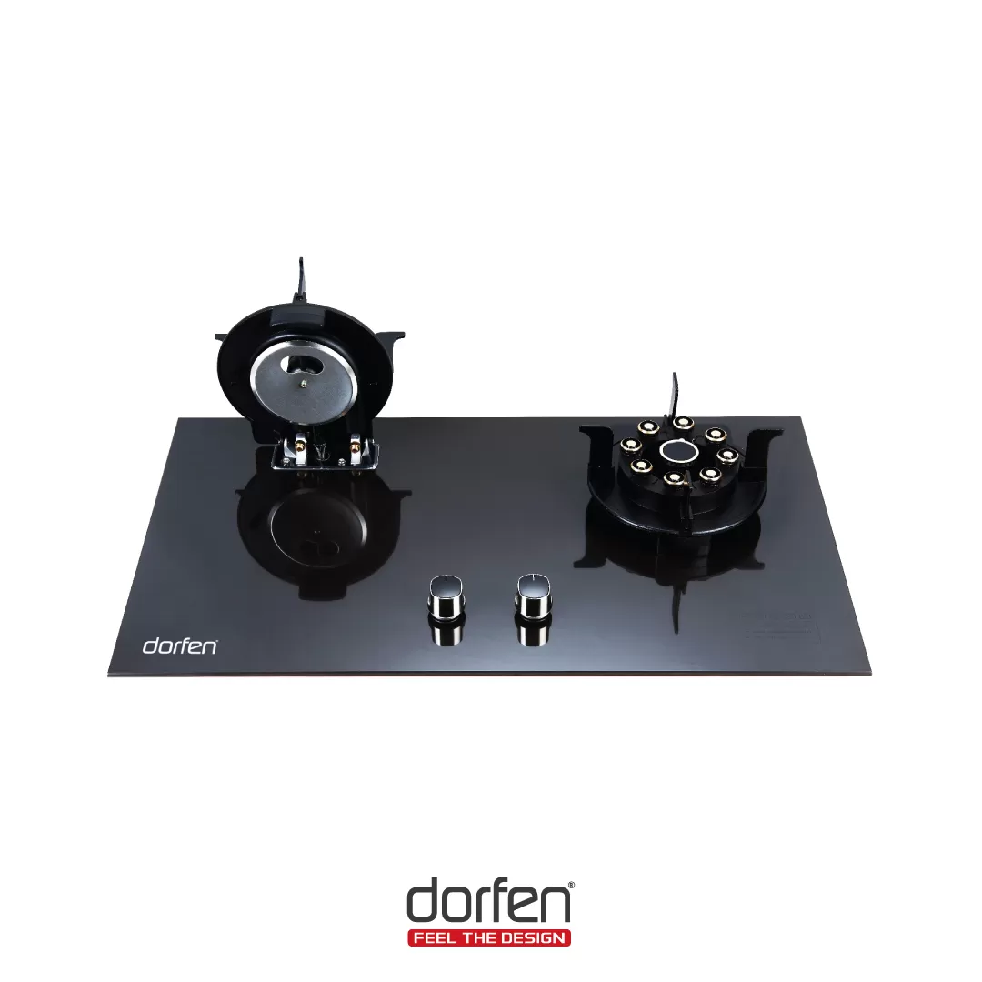 DORFEN Built-in-HOB Glass Top 2 Gas Stove, DF-GB2C Natural Gas Only